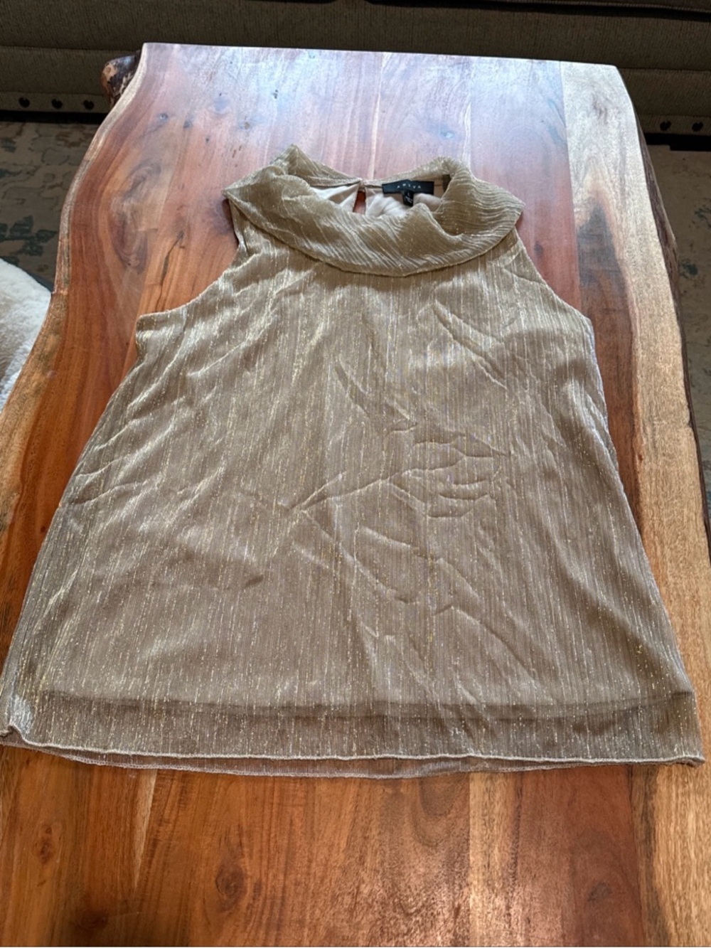 Adiva Metallic Gold Y2K Sleeveless Cowl Neck Camisole